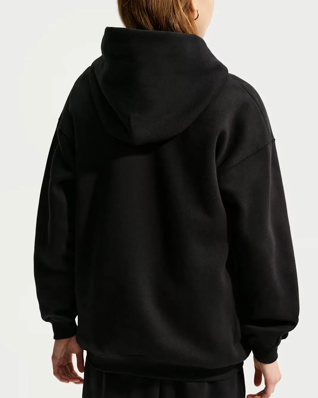 Детская толстовка с капюшоном оверсайз Nike Sportswear Studio Fleece, Black/White — фото 2