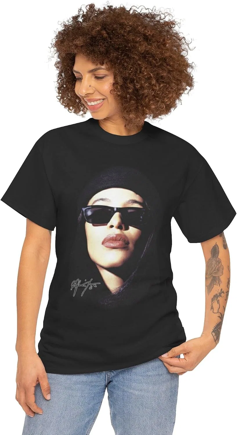 Мужская футболка с принтом Aaliyah, чёрный — фото 2