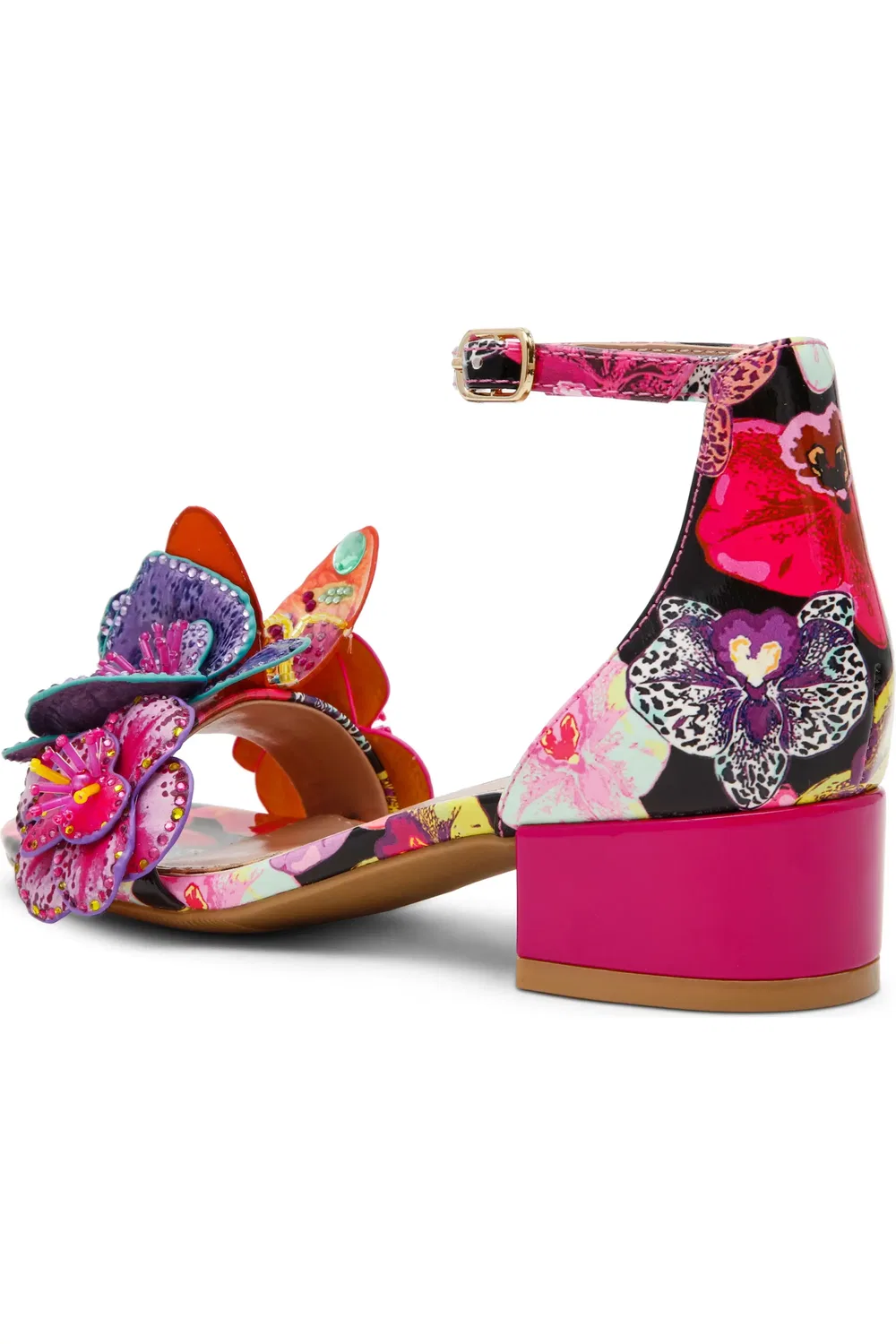 Детские сандалии на каблуке с цветочным принтом Camil Betsey Johnson, Black Multi — фото 2