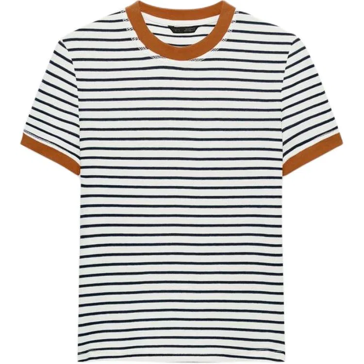 Женская футболка с круглым вырезом Nude/Sea Blue ZARA