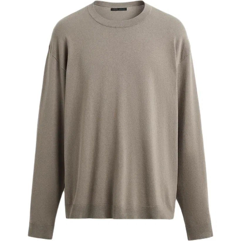Мужской свитер с круглым вырезом Taupe ZARA, Taupe