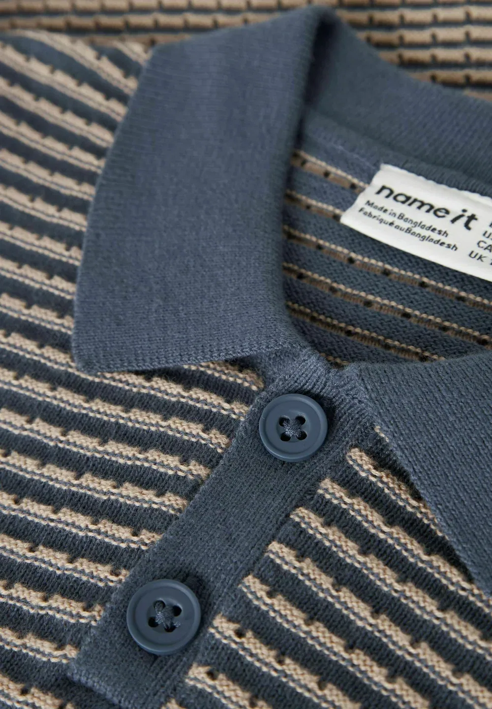 Вязаный пуловер-поло - рубашка поло Name It, Vintage Indigo — фото 4