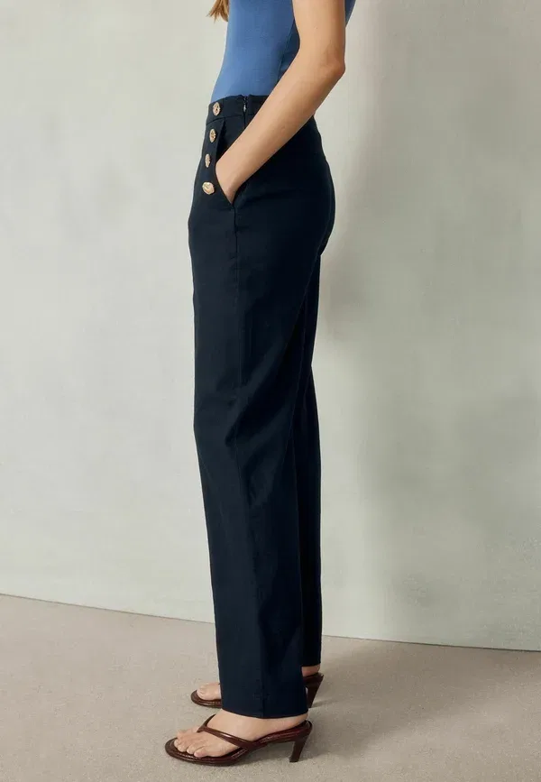 Брюки льняные Trousers Next navy blue, темно-синий — фото 3