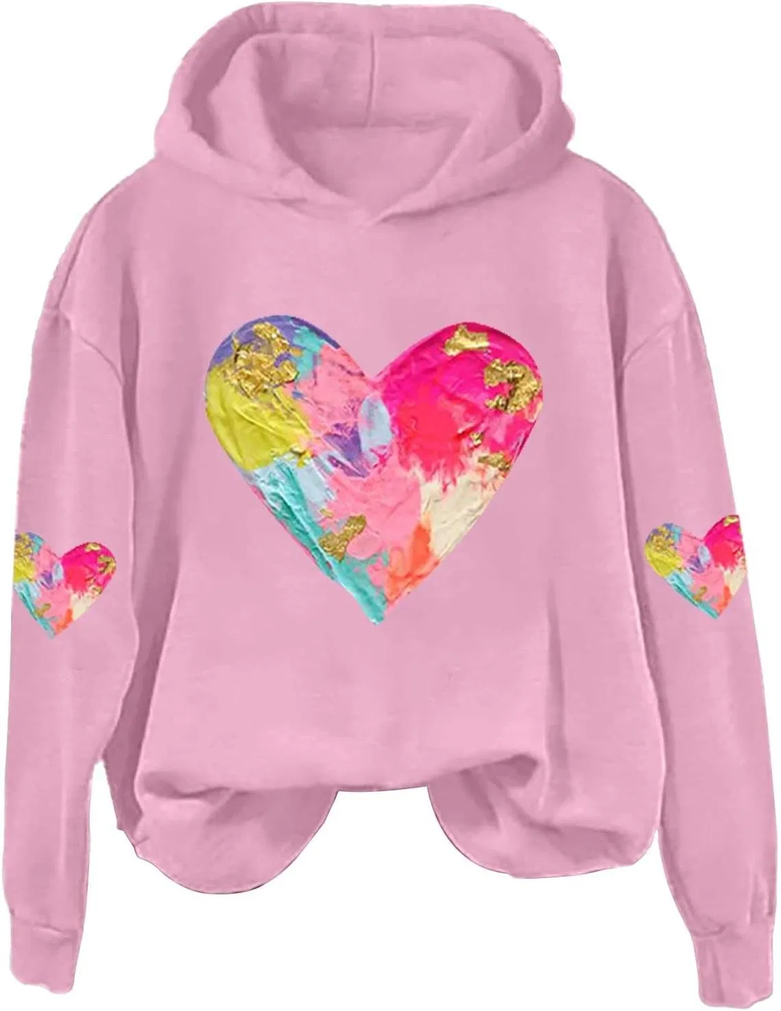 Женское худи с принтом Heart Tie Dye, розовый — фото 4