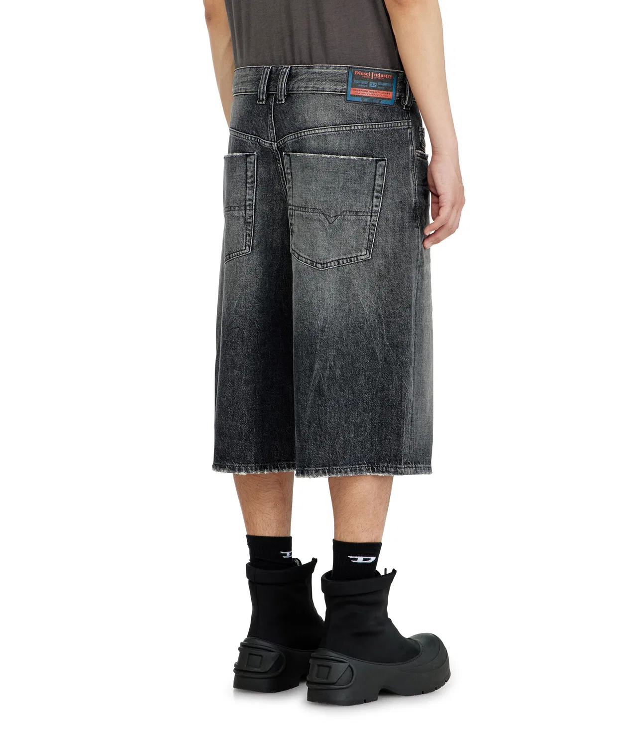 Мужские джинсовые шорты с потертостями D-ENIM-M-SHORT DIESEL, Black — фото 2