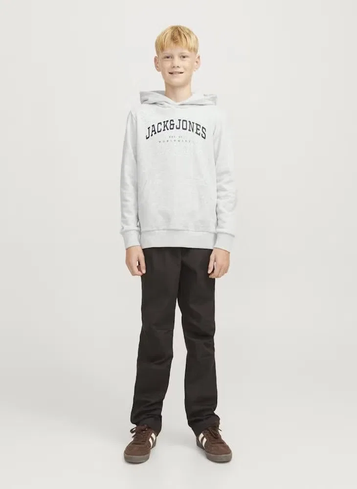 Худи с логотипом varsity, свободный крой, Jack & Jones Junior, белый меланж — фото 4
