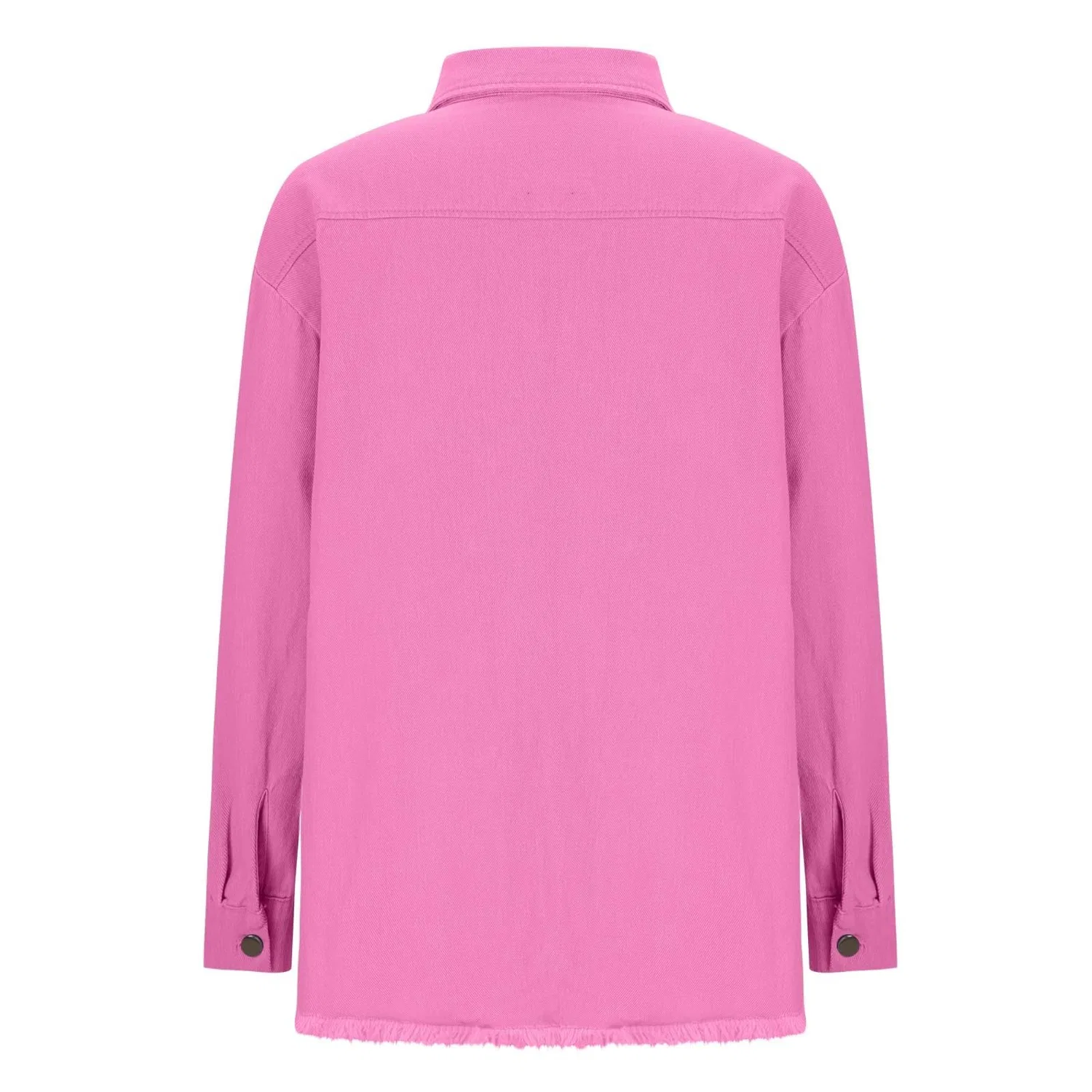 Женская джинсовая куртка оверсайз с длинным рукавом, Hot Pink — фото 4