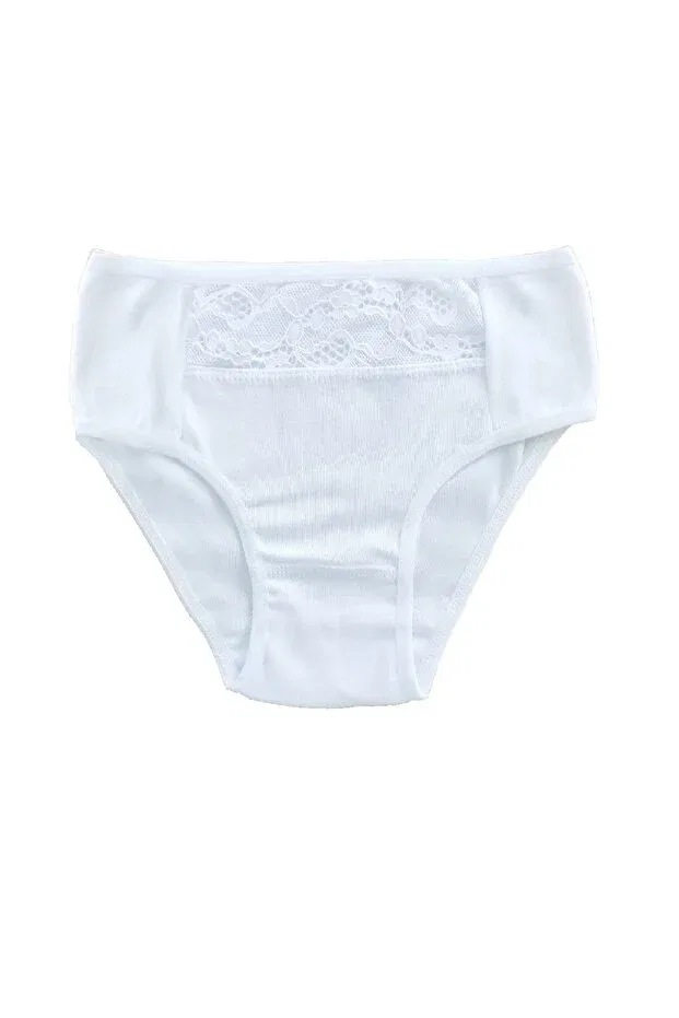 Детские трусы для девочек хлопковые с кружевом Fsm1453, White — фото 2