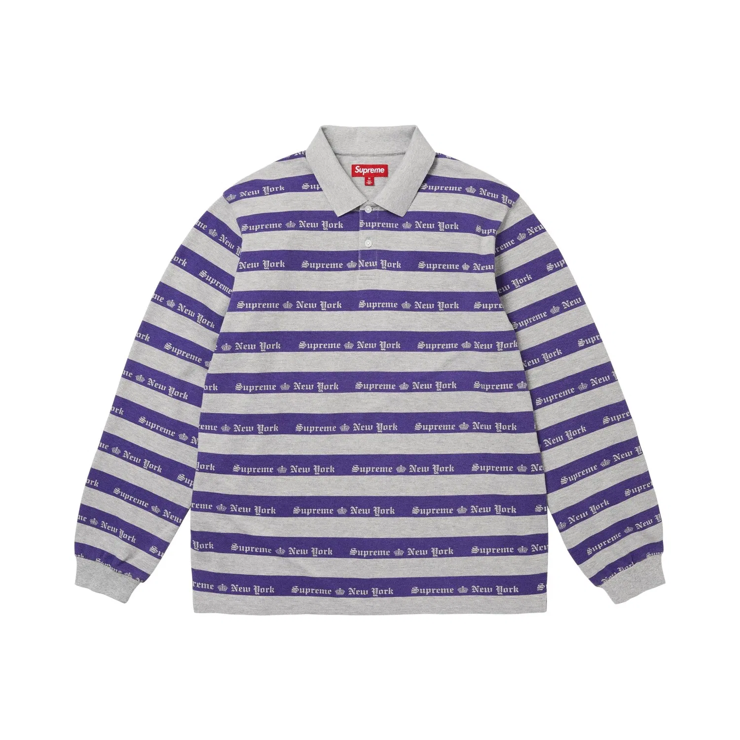 Поло Old English Stripe Long-Sleeve Supreme, Heather Grey