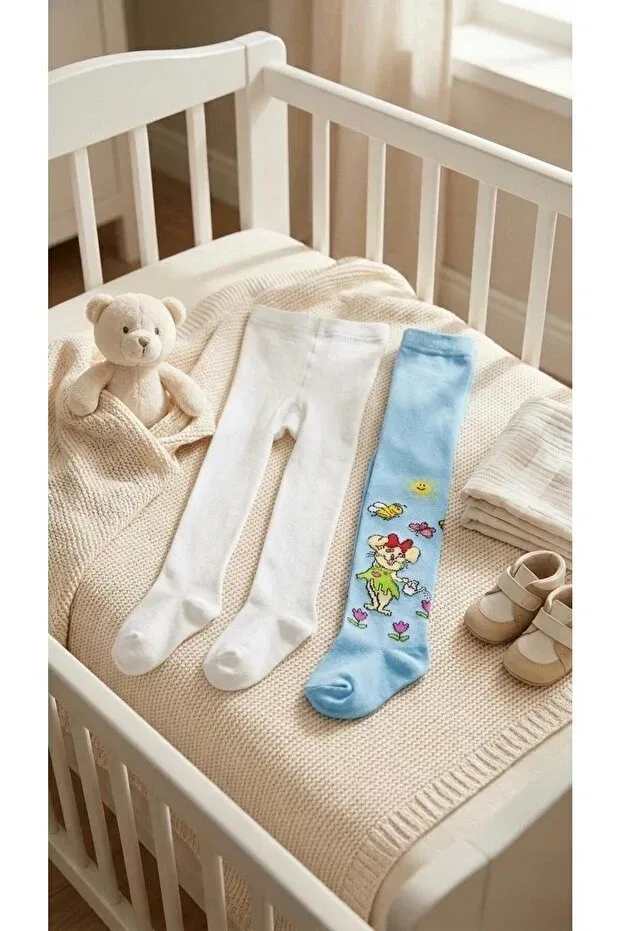 Детские колготки для девочек хлопковые комплект 2 шт Miniday Baby, Blue