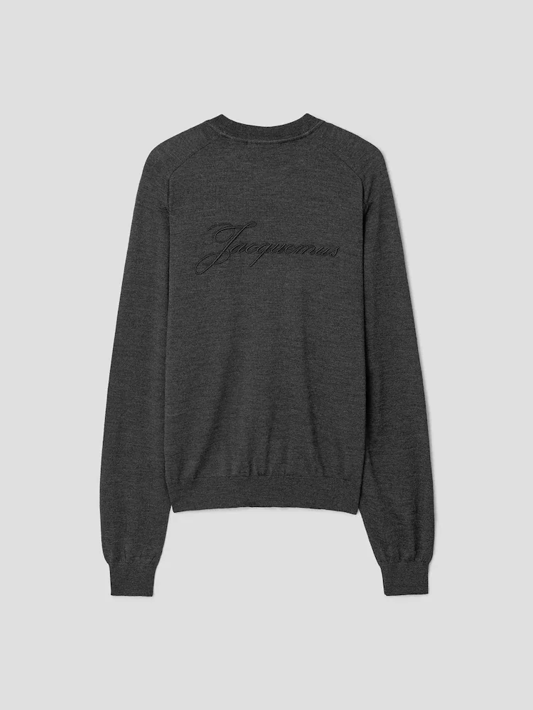 Свитер свободного кроя Le Sweater Brode JACQUEMUS, Dark Grey — фото 2