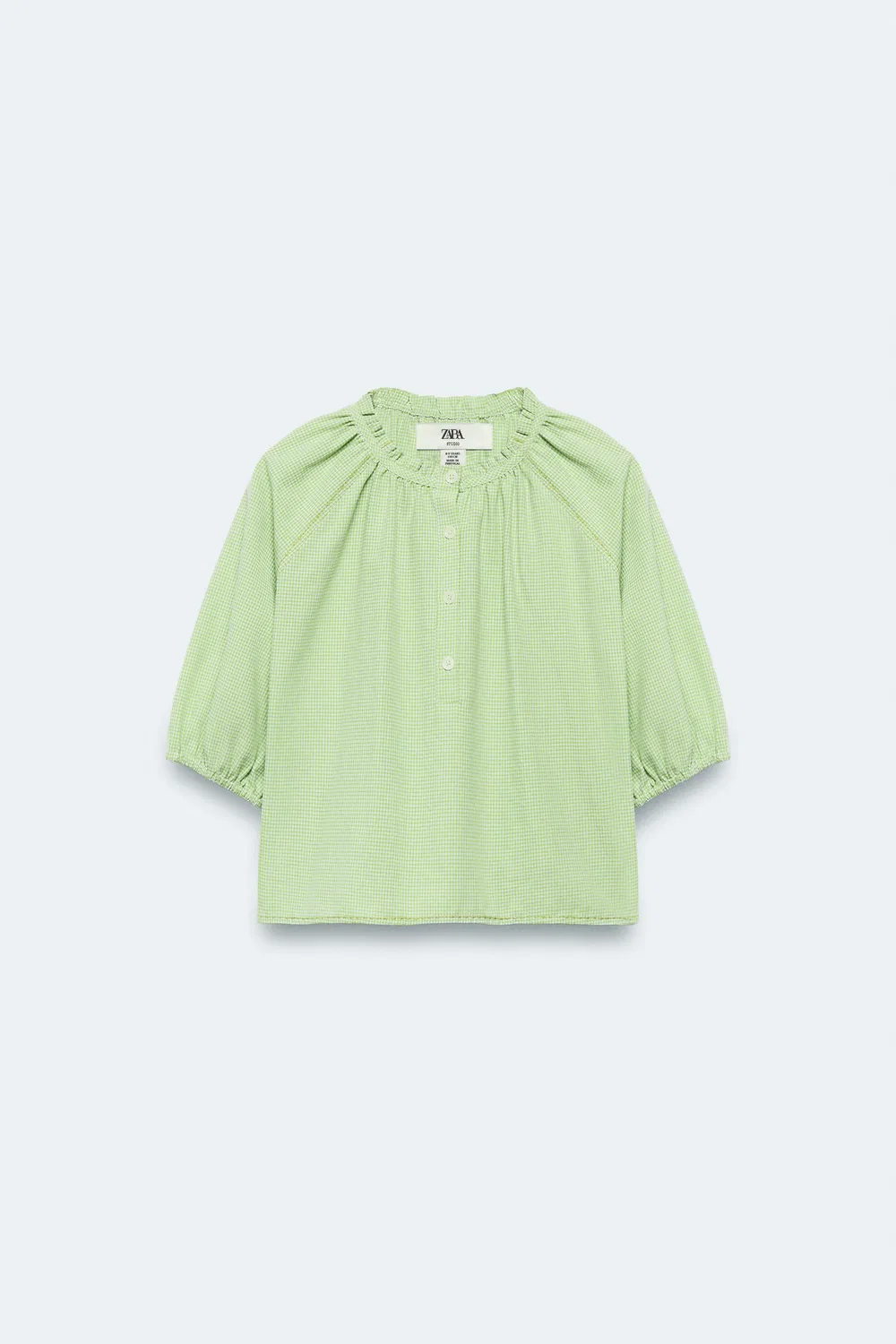 Блузка в клетку, размер 2-14 лет / Лимитированная серия ZARA, Light Green