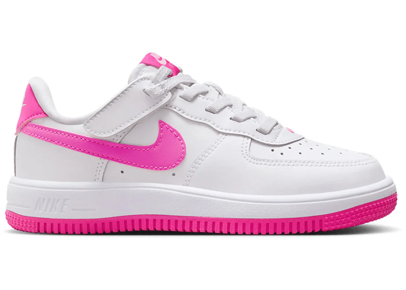 Детские кроссовки для мальчиков с шнуровкой Nike Force 1 Low EasyOn, White/Laser Fuchsia