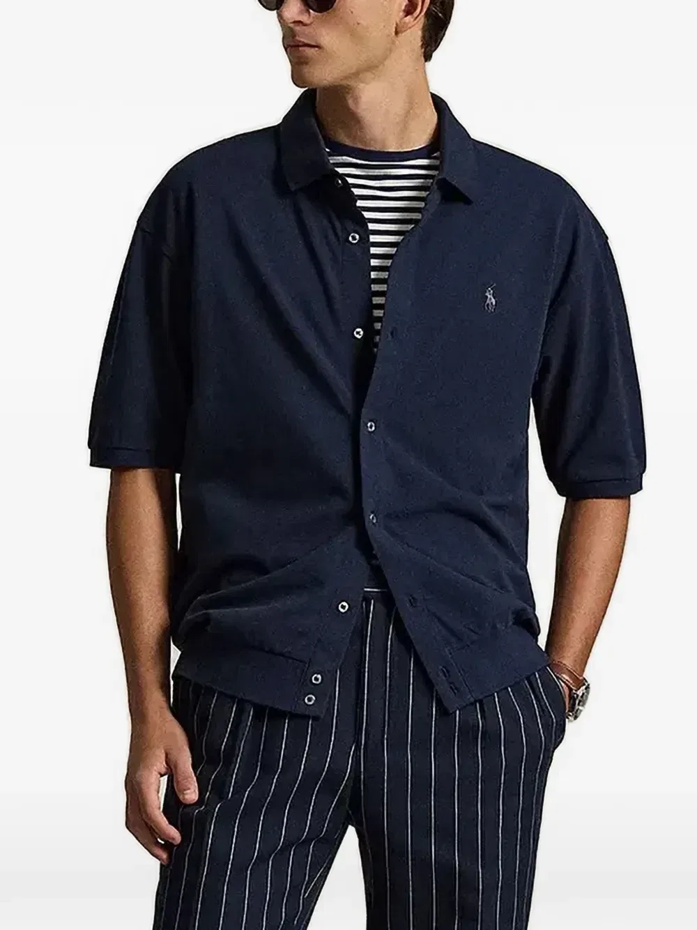 Рубашка на пуговицах с вышитым логотипом Polo Ralph Lauren, синий