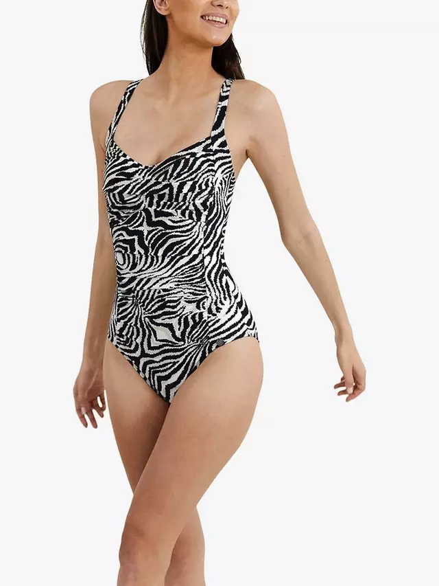 

Купальник Panos Emporio Potenza Zebra Print Ruched, цвет white/black