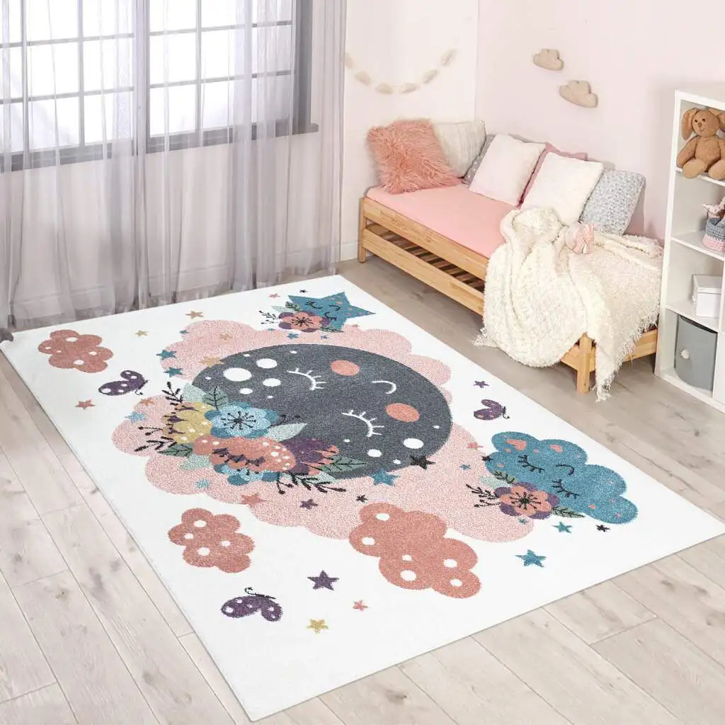 

Детский ковер Carpet City "ANIME 917", прямоугольный, современный ковер для детской комнаты с луной 160х230 см, цвет creme