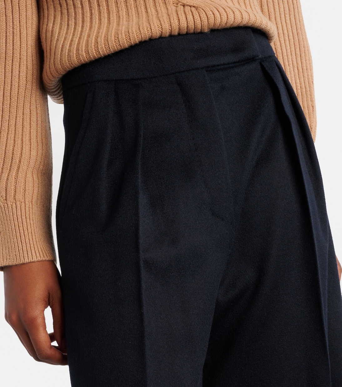 Широкие брюки из верблюжьей шерсти Ori Max Mara, Blu Marino — фото 4