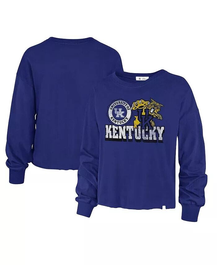 

Женская рваная футболка Royal Kentucky Wildcats Bottom Line Parkway с длинным рукавом '47 Brand