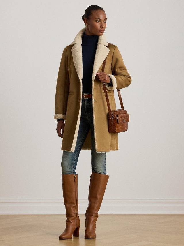 

Пальто из искусственной овчины Lauren Faux Shearling Ralph Lauren, Camel