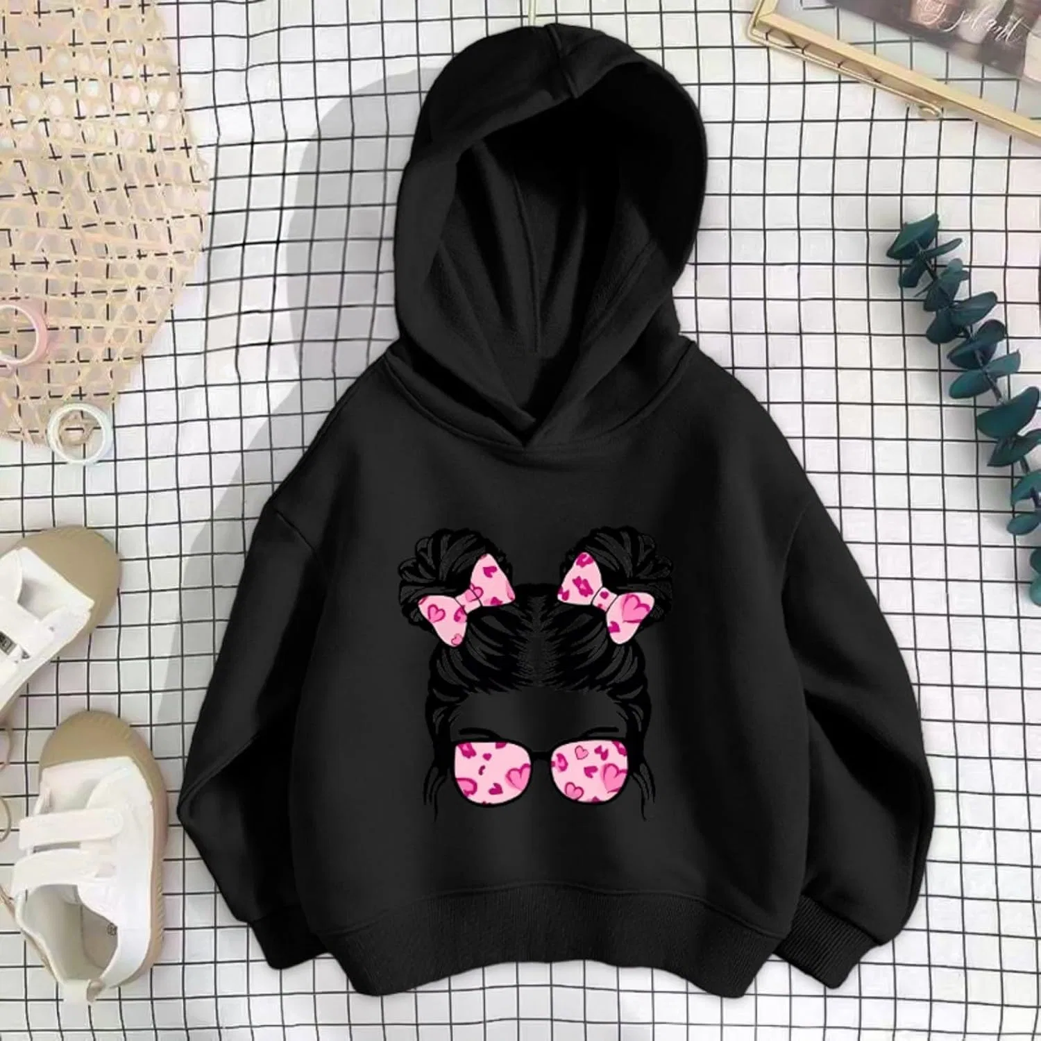 Детская толстовка с капюшоном Stitch, девочки, черный — фото 3