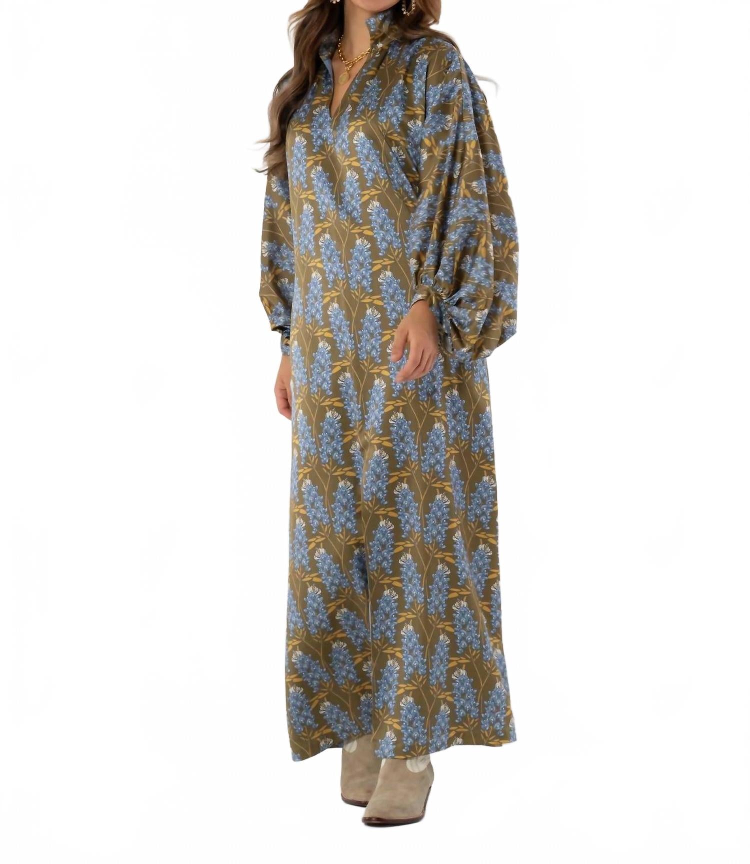 

Emily McCarthy Платье макси «Фиона» в синей шляпке