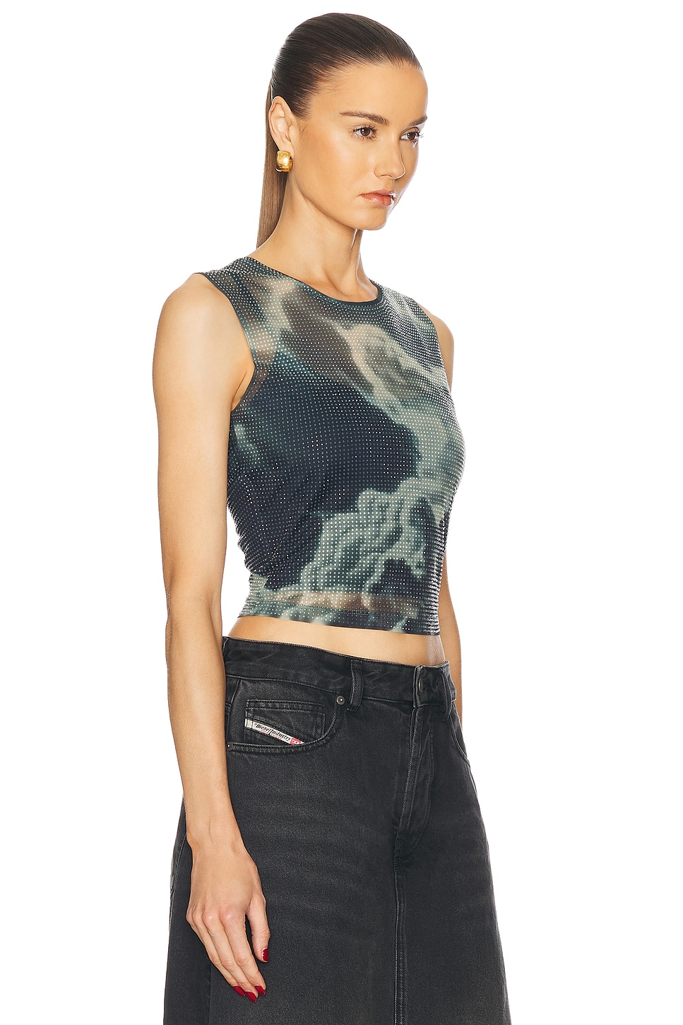 

Укороченная майка Hotfix с кристаллами Alexander Wang, цвет Black & Clear