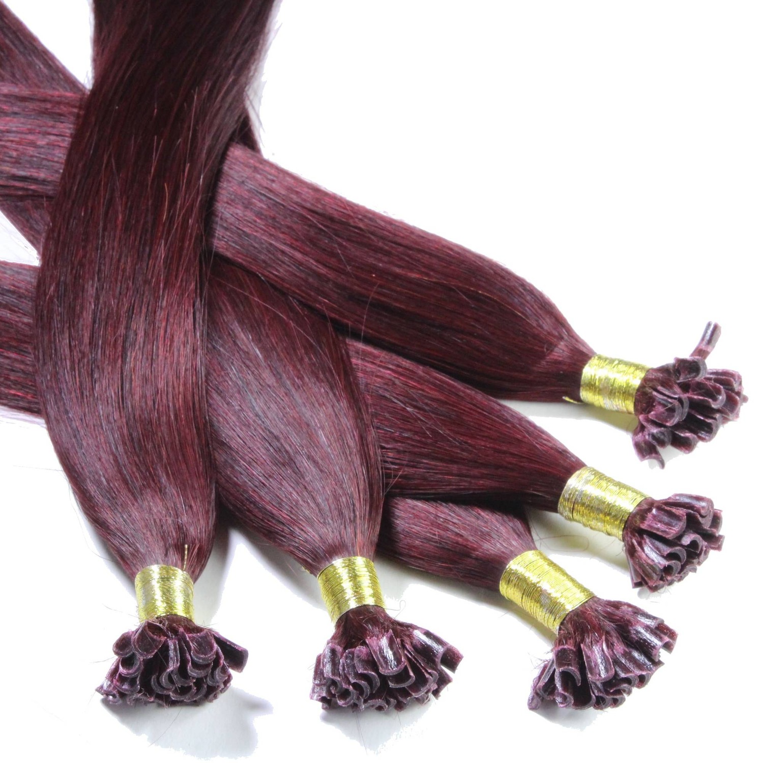 Накладные волосы bonding extensions echthaar #55/66 hellbraun intensiv violett-intensiv 1g Hair2Heart, 50cm, количество 25 шт.