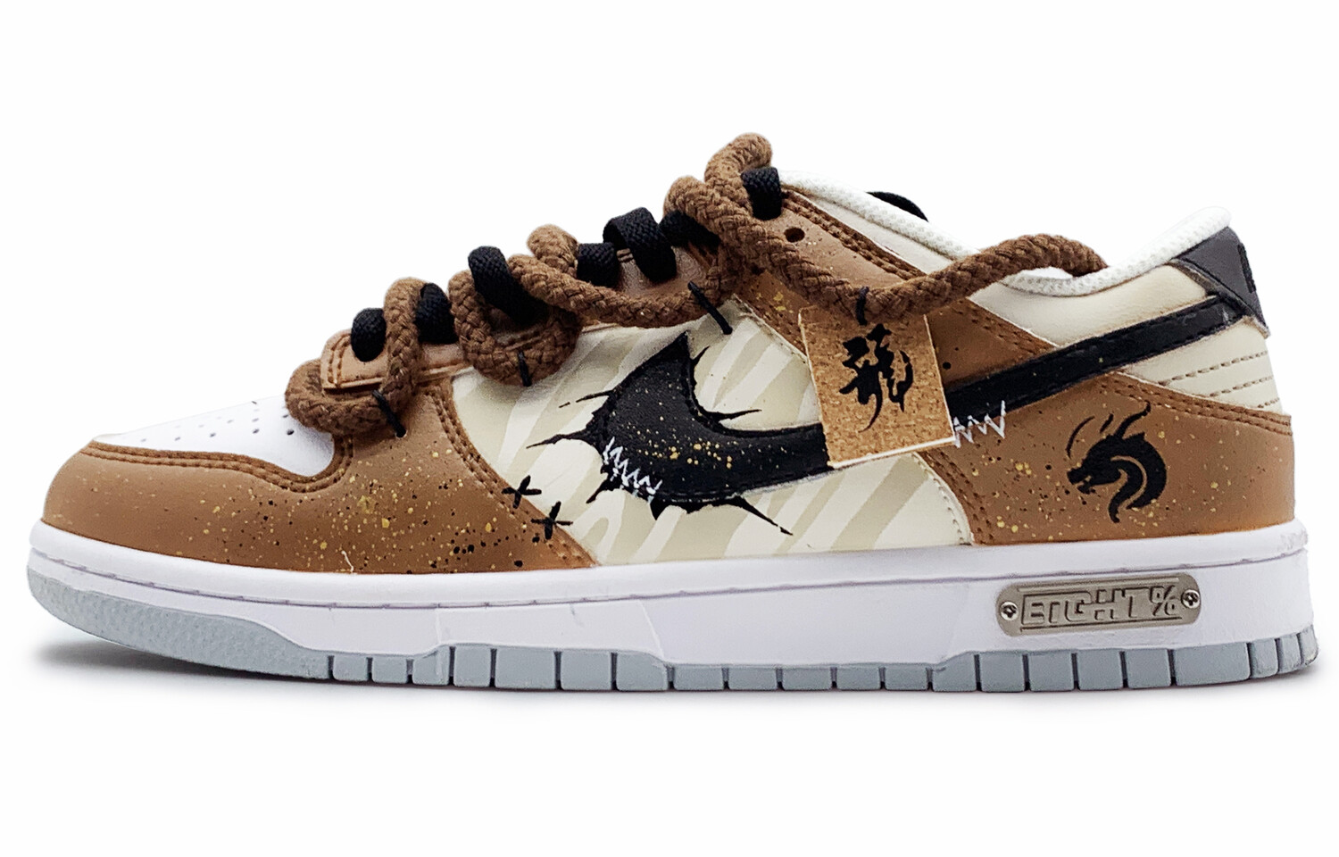 

Кроссовки Nike Dunk Skateboarding Shoes Unisex Low-top Brown Black White, цвет Coffee