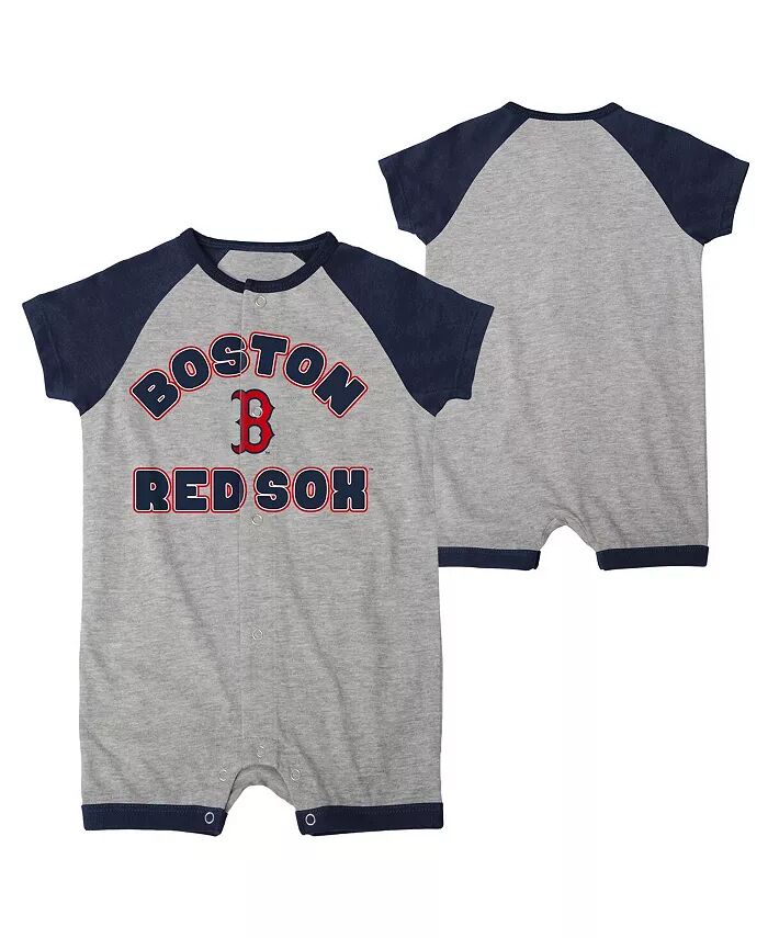 

Комбинезон-реглан на кнопках для мальчиков и девочек Heather Grey Boston Red Sox Extra Base Hit Outerstuff