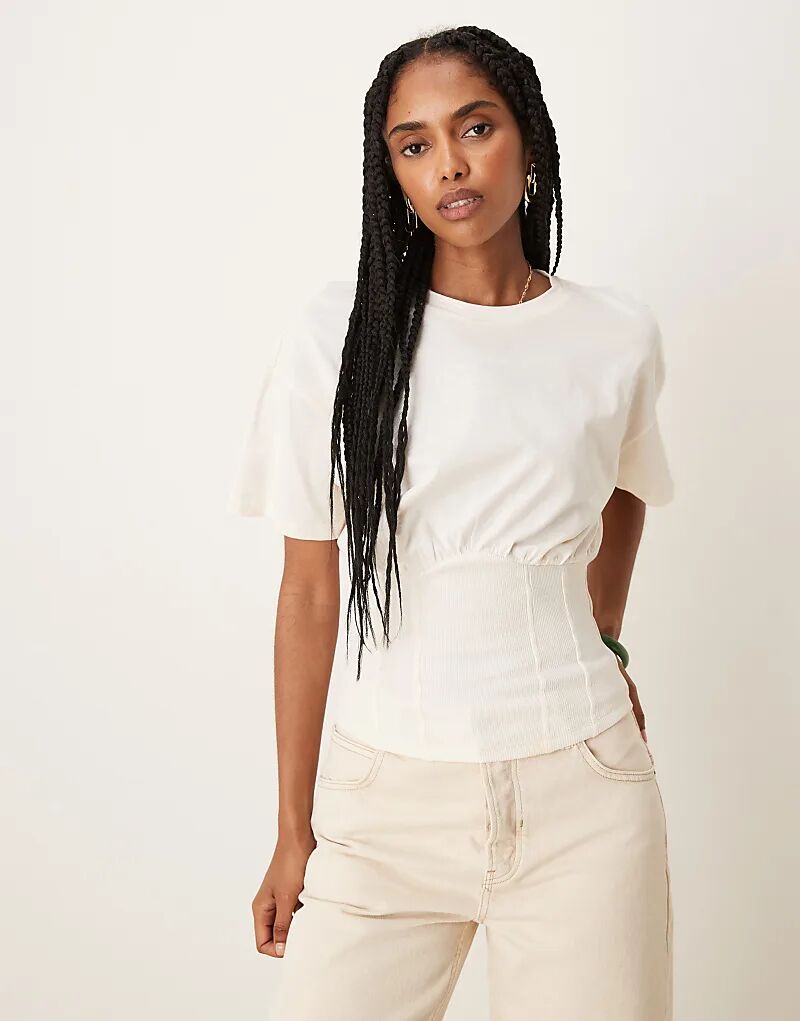 

Топ со сборками и присборенной талией ASOS DESIGN цвета слоновой кости