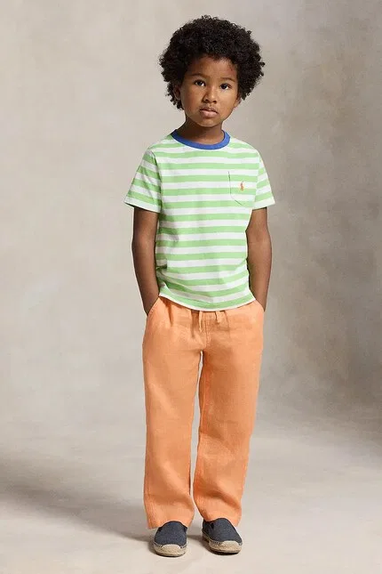 Футболка детская в полоску Polo Ralph Lauren, зеленый — фото 4
