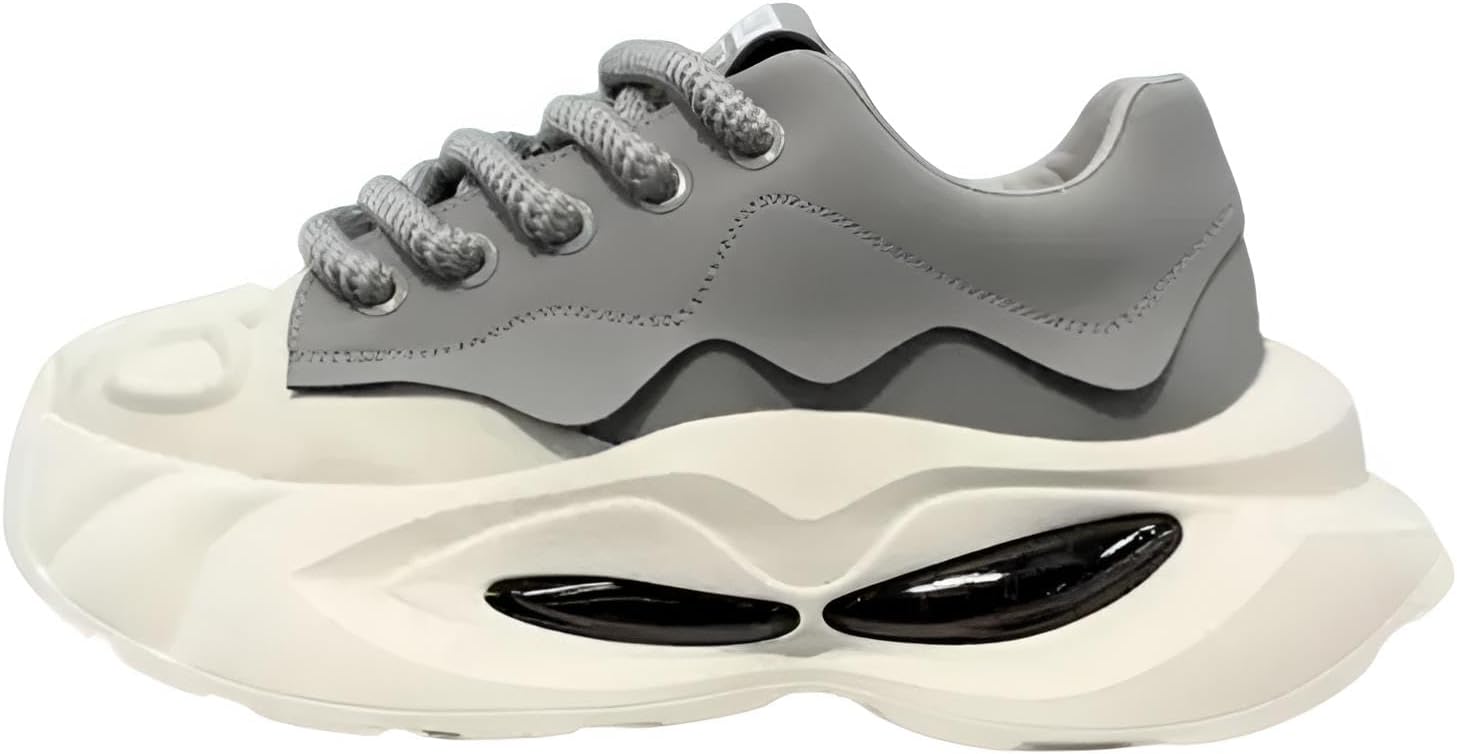 

Модные платформенные кроссовки, массивная волнистая подошва, черно-серые, шнуровка, спортивные туфли с контрастной средней подошвой Generic