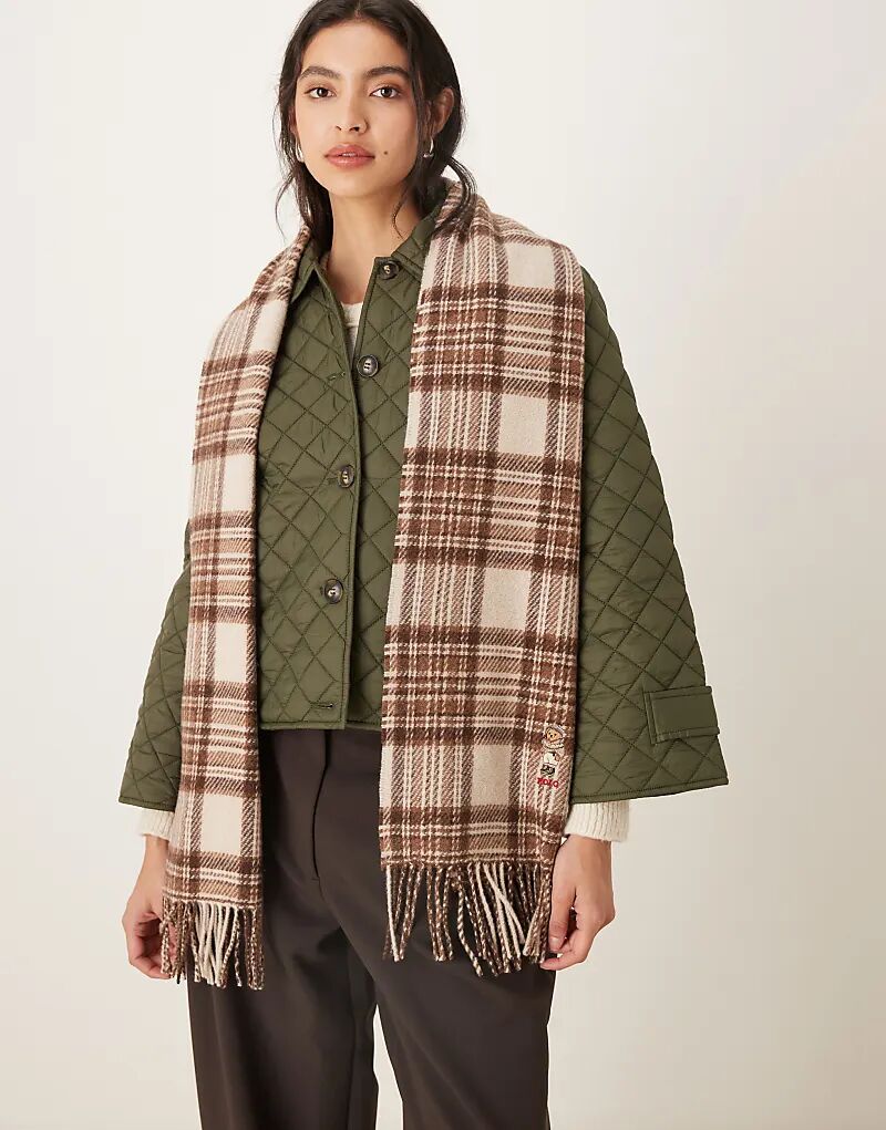 

Зимний шарф Polo Ralph Lauren с рисунком медведя в кремовом цвете