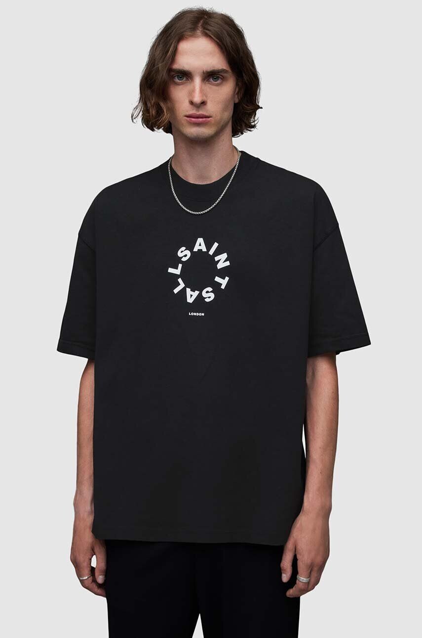 

Хлопковая футболка AllSaints TIERRA SS CREW, черный