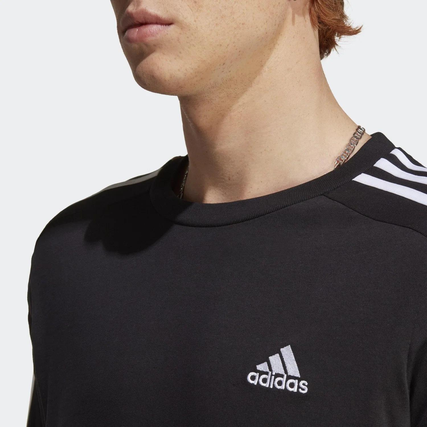 Мужская футболка с длинным рукавом Essentials Single Jersey 3-Streifen Adidas, Schwarz Weiss — фото 4