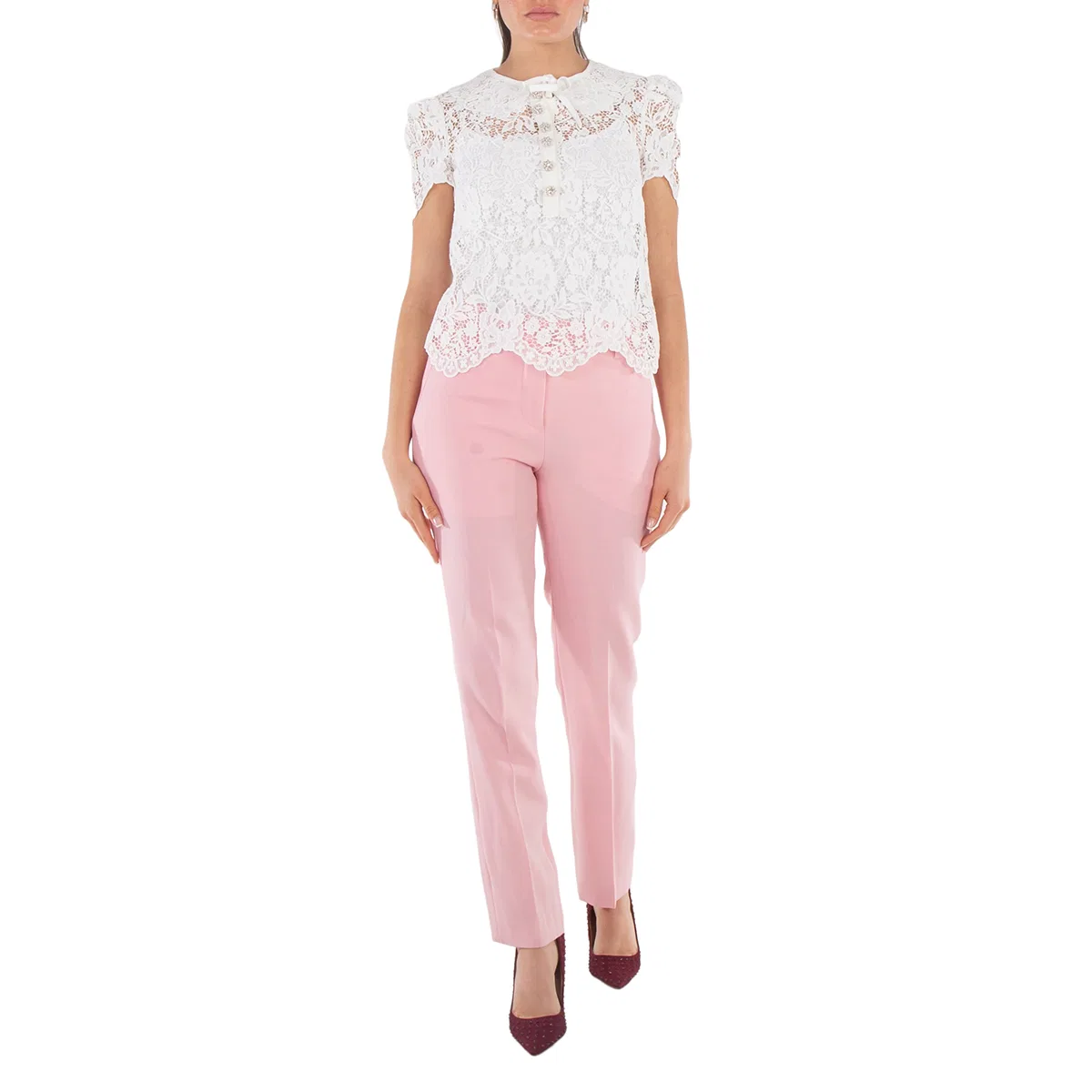 Брюки прямого кроя Aimie Tailored Straight Leg Wool Burberry, Seashell Pink
