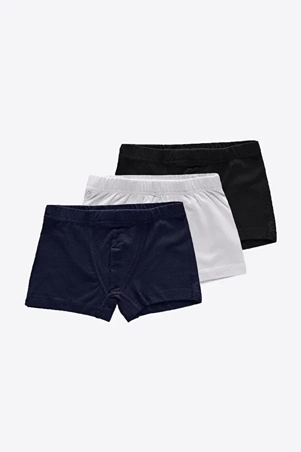 Детские боксеры для мальчиков хлопковые комплект 3 шт Malabadi, Black-White-Navy Blue