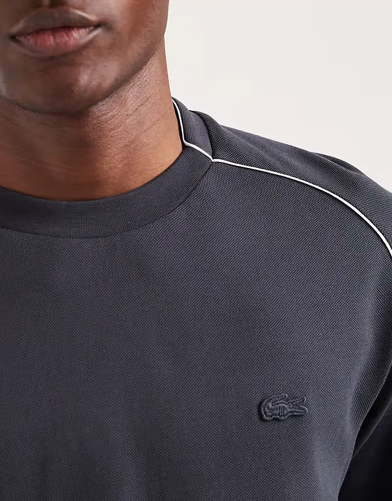 Футболка Lacoste с отделкой окантовкой серого — фото 3
