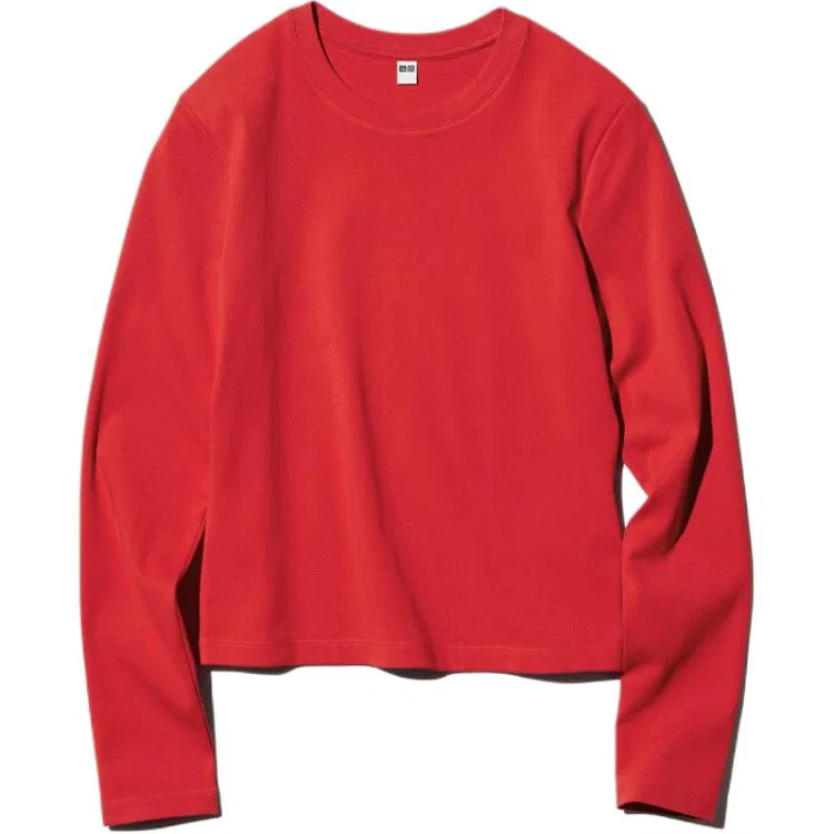Футболка с круглым вырезом, Corал Red, UNIQLO