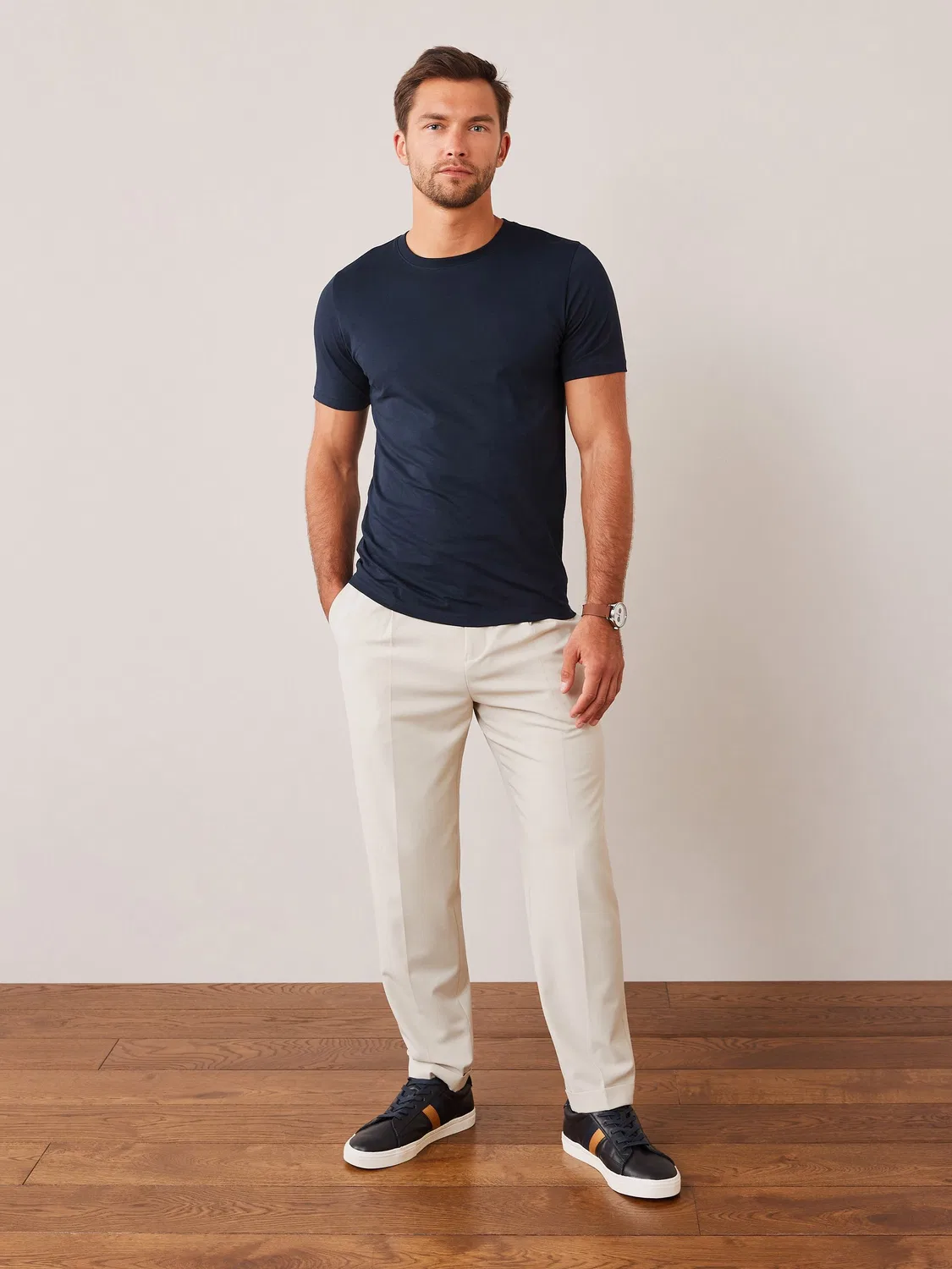 Футболка с круглым вырезом, Slim Fit, Essential Next, синий — фото 3