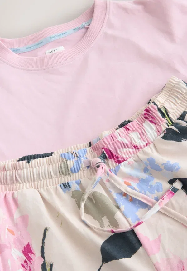 Пижамный комплект с флоральным принтом Regular fit - short sleeve set Next pink floral, розовый — фото 4