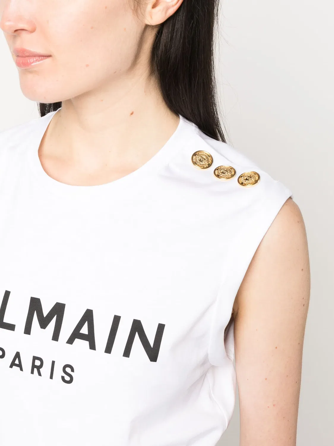 Balmain Майка с логотипом белая — фото 4