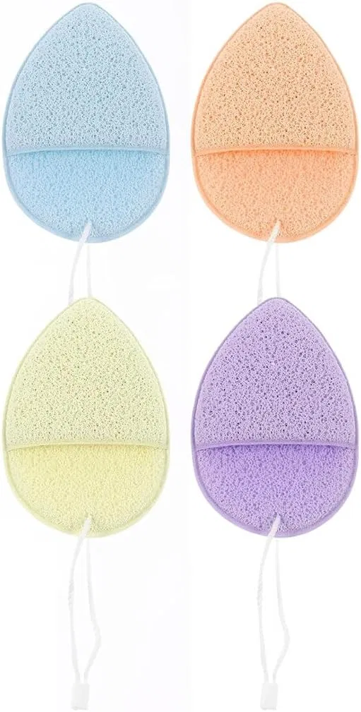 Спонж для лица эксфолиирующий LATRAT, 4 шт, 9x7x1.5 см, Blue + Purple + Light Pink + Yellow