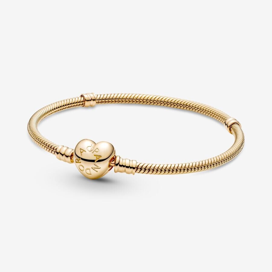 

Браслет Pandora Moments Heart Clasp Snake Chain, золото