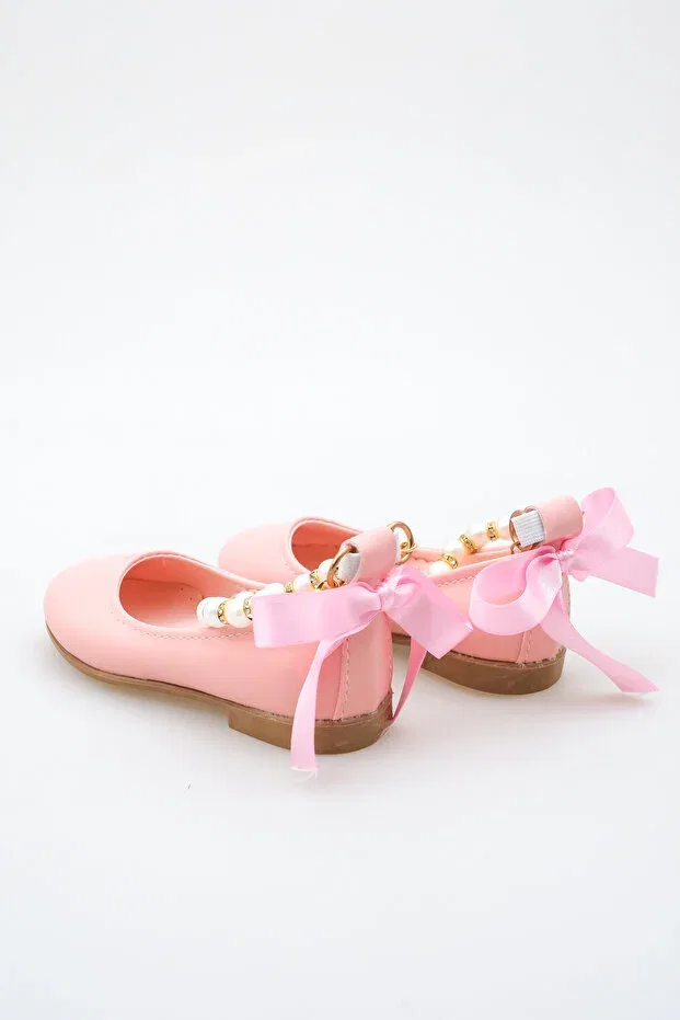 Детские балетки для девочек с жемчугом Pabrik, Pink — фото 4