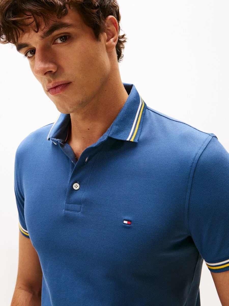 Рубашка TOMMY HILFIGER 'Slim Fit Tipped' синего цвета — фото 2