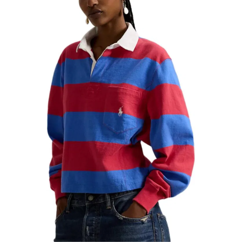 Женское поло свободного кроя Polo Ralph Lauren, Sunset Red/Greenwich Blue — фото 4