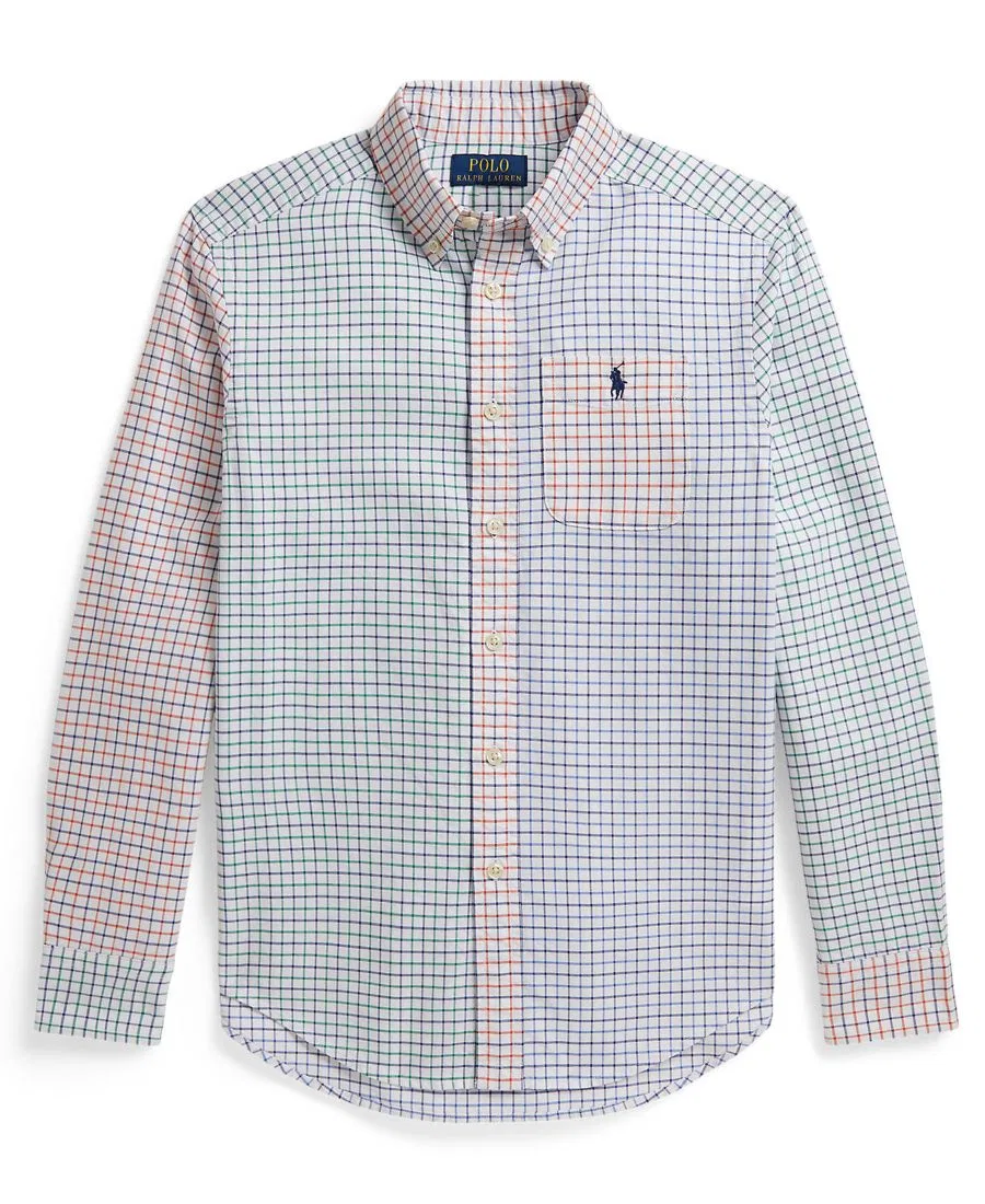 Рубашка оксфордская из хлопка с принтом тартан Boys' 8-20 Tattersall Cotton Oxford Shirt Polo Ralph Lauren, 7325 Tattersall Funshirt