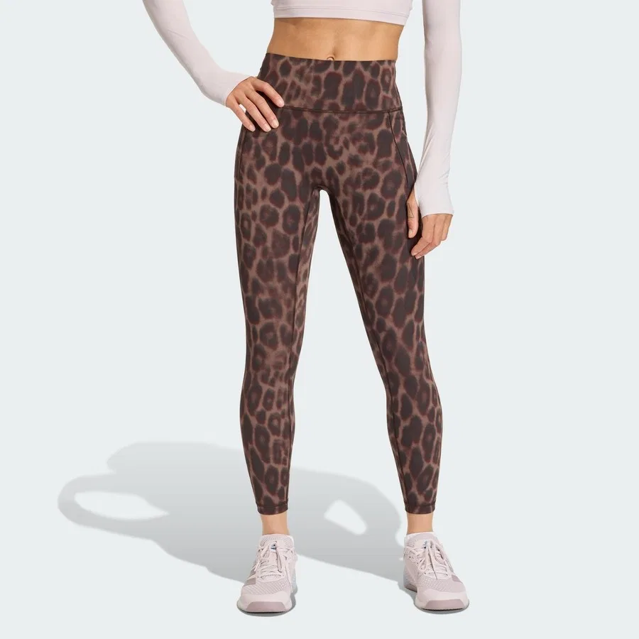 Женские леггинсы 7/8 с принтом Optimé Leopard adidas Performance, Черный