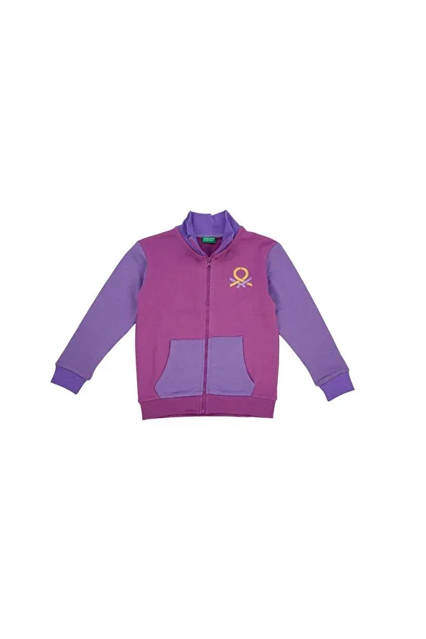 Детские свитшот для девочек на молнии с принтом United Colors Of Benetton, Mix Purple Lilac Violet